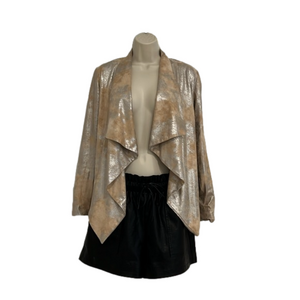 Aaron Ashe metallic + Cream faux suede jacket/blazer